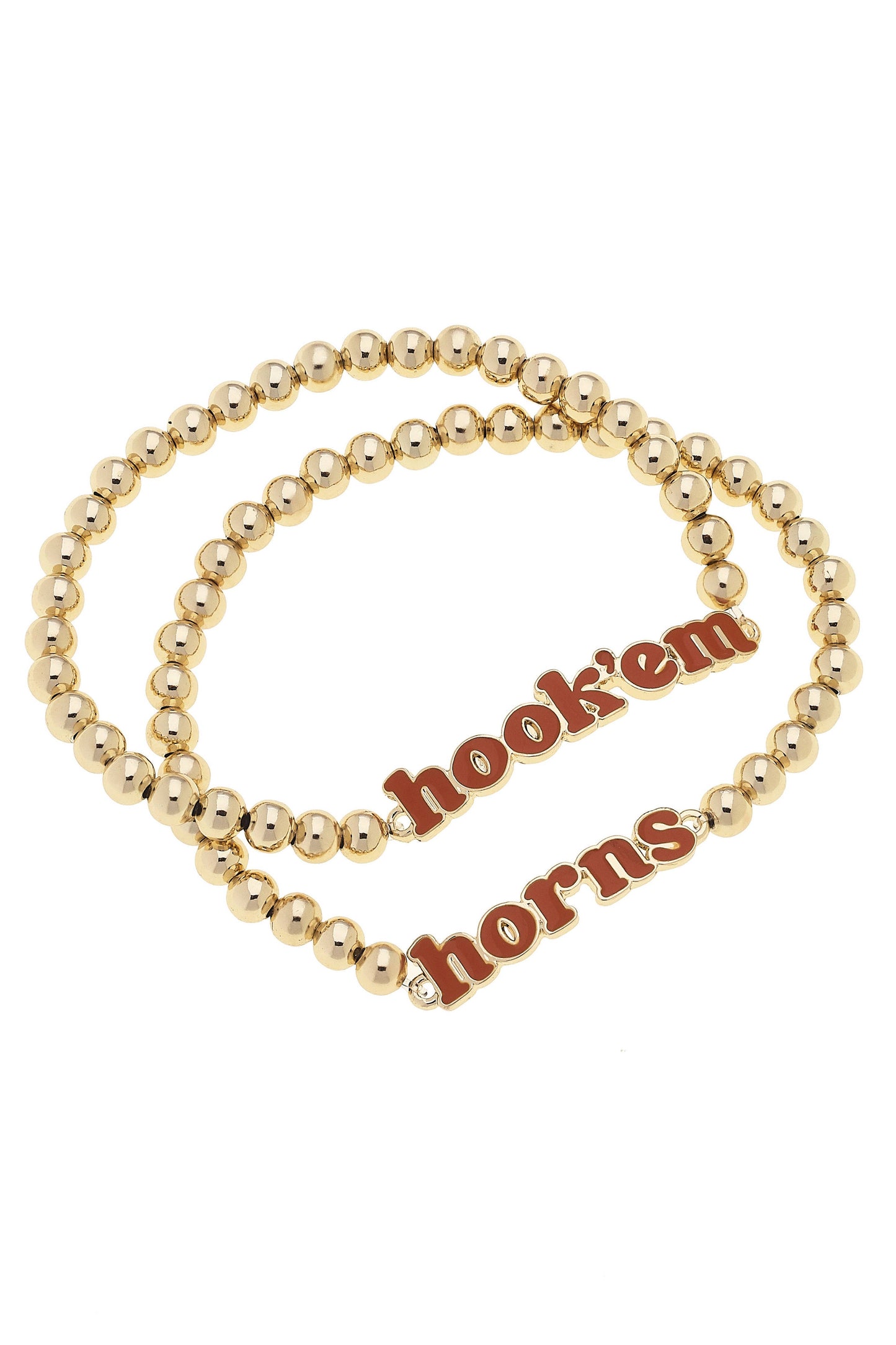 Texas Longhorns Slogan Ball Bead Bracelet Set of 2