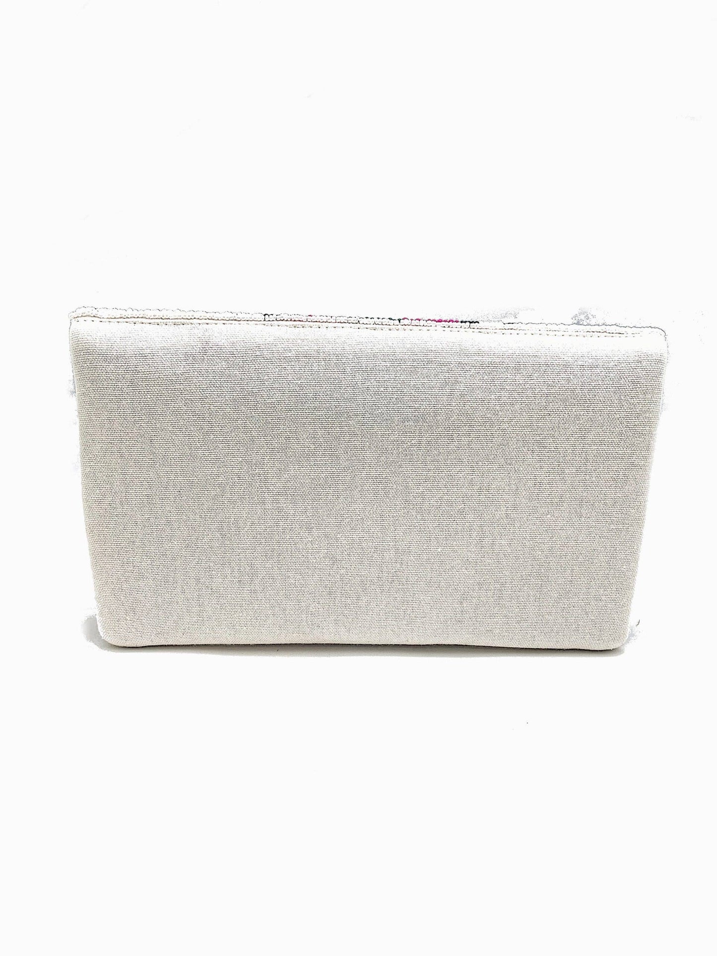 CHEETAH CLUTCH WITH FUCHSIA / GREEN STRIPES