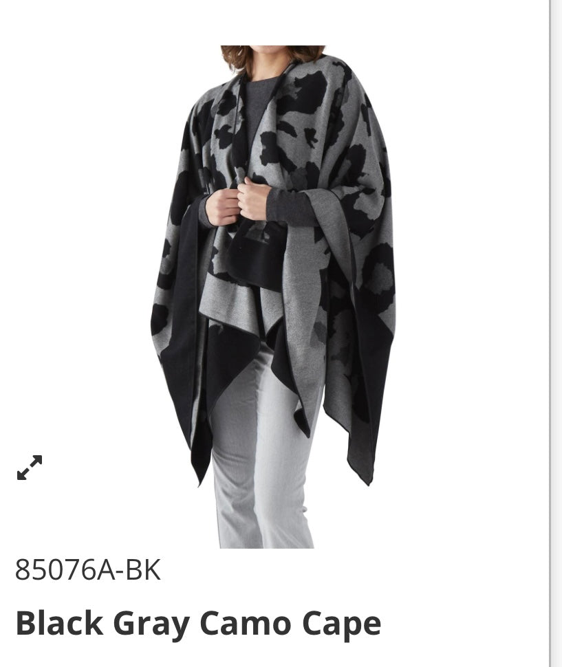 Black Gray Camo Cape