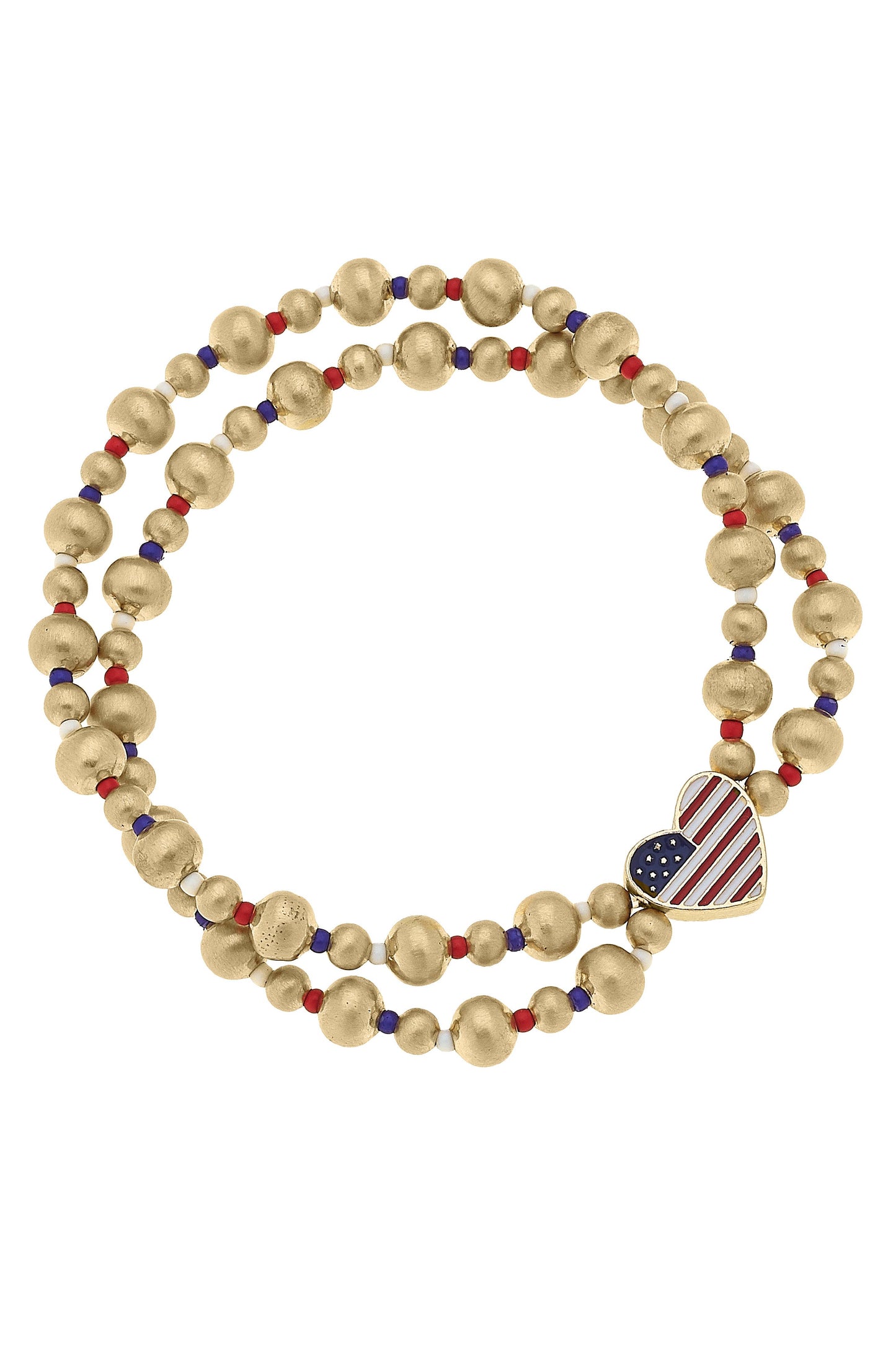 We Heart America 2-Row Ball Bead Stretch Bracelet