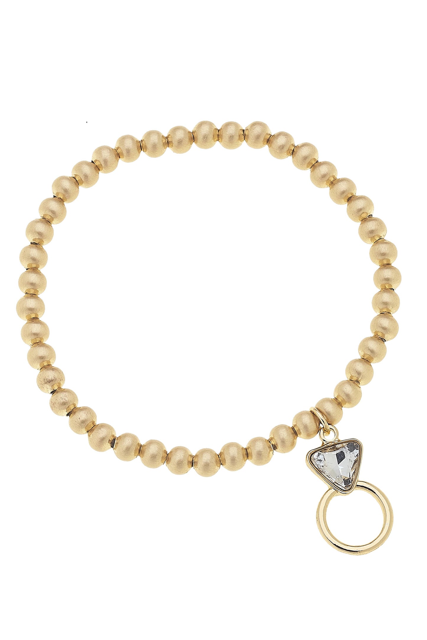 Put a Ring On It Ball Bead Stretch Bracelet in Satin Gold