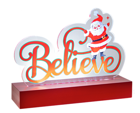 Vintage Santa Tabletop Decor - Believe- Light Up