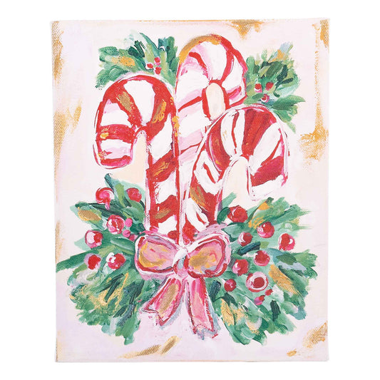 Candy Cane and Holly Canvas