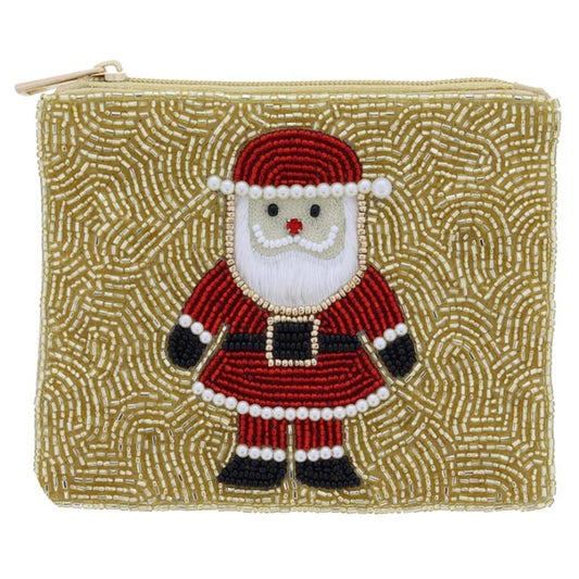 Beaded Red Santa Coin Purse