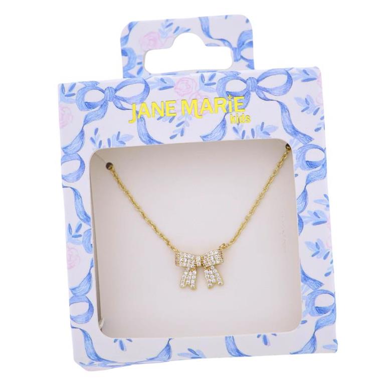 Kids Crystal Bow Necklace