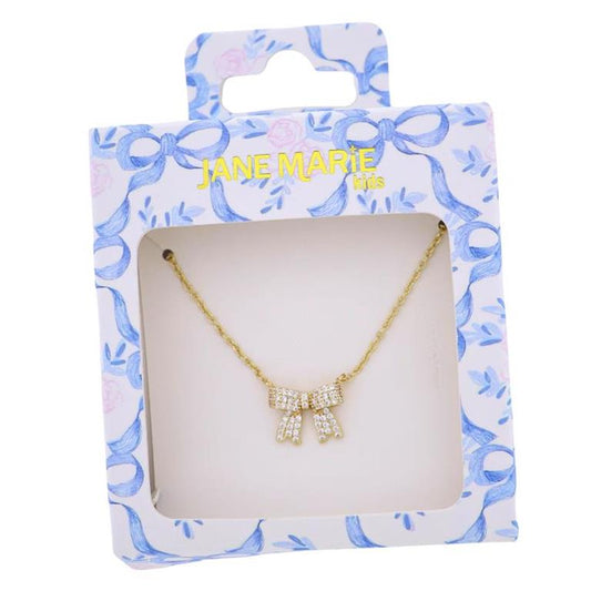 Kids Crystal Bow Necklace