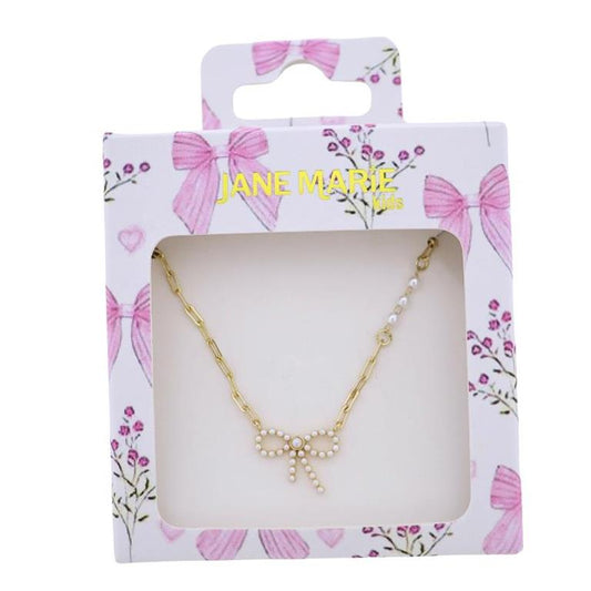 Kids Pearl Bow Necklace