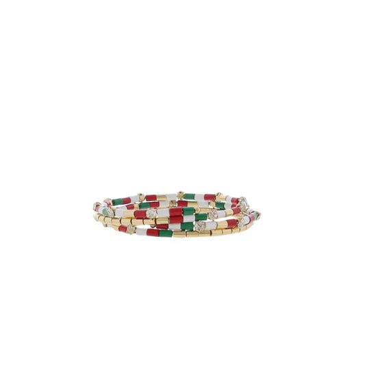 Beaded Christmas Bracelet with Crystal Accents