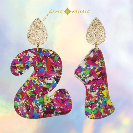 "21" Metallic Confettis Earrings