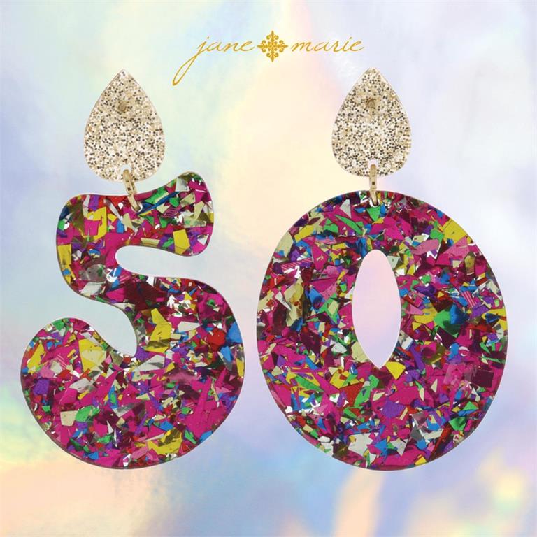 "50" Metallic Glitter Earring