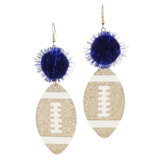 Navy Football with Pom Earrings