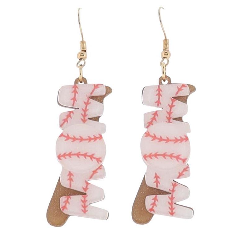 "Mom" Baseball Earrings