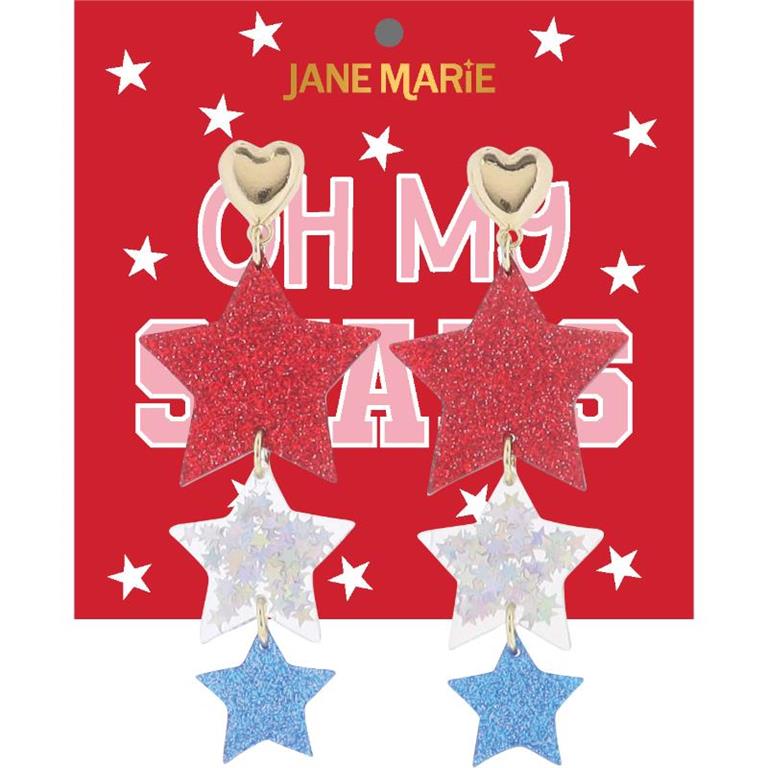 Red White and Blue Star Earrings
