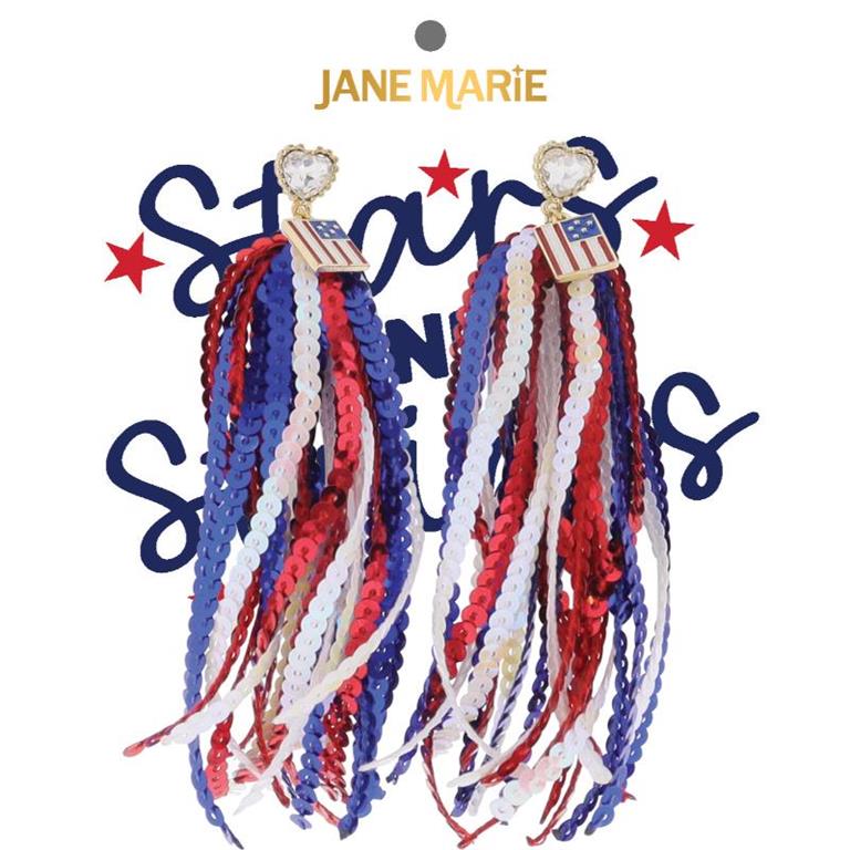 Red White and Blue Sequin Earrings