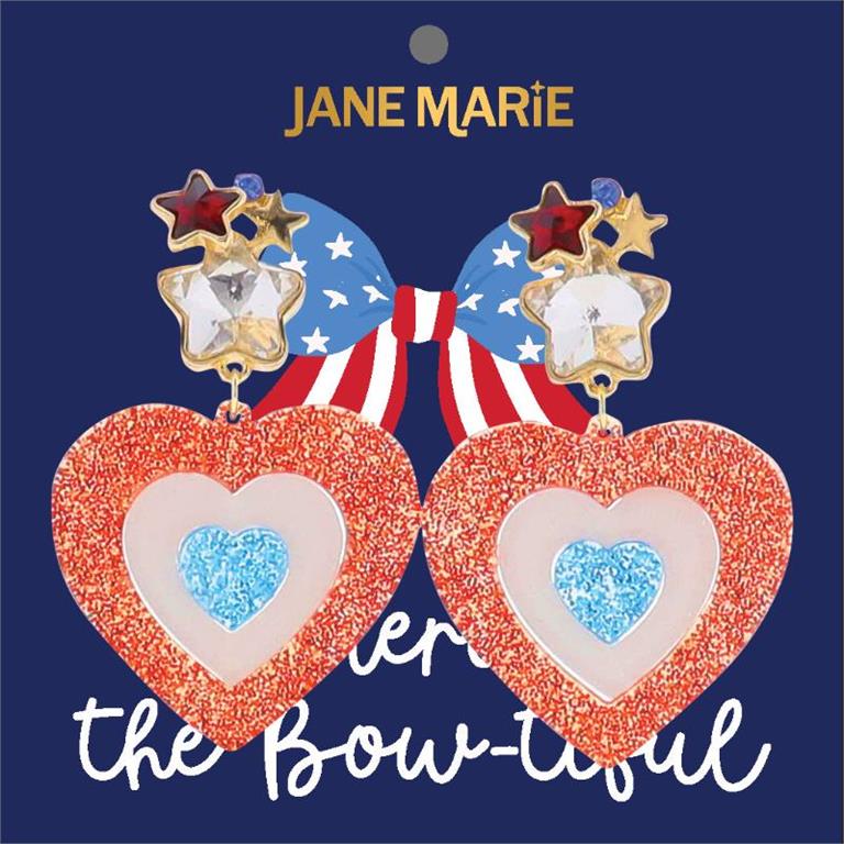 Red White and Blue Heart Earrings