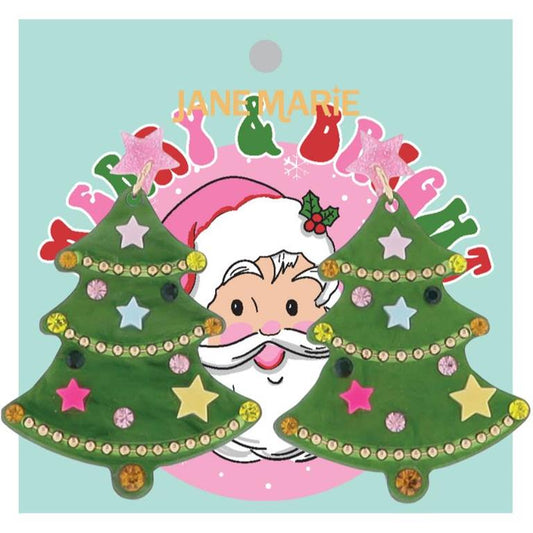 Christmas Tree w/ Pink Star Earrings
