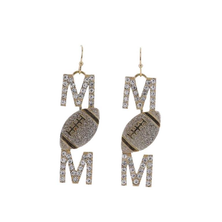 "Mom" Glitter Football Earrings