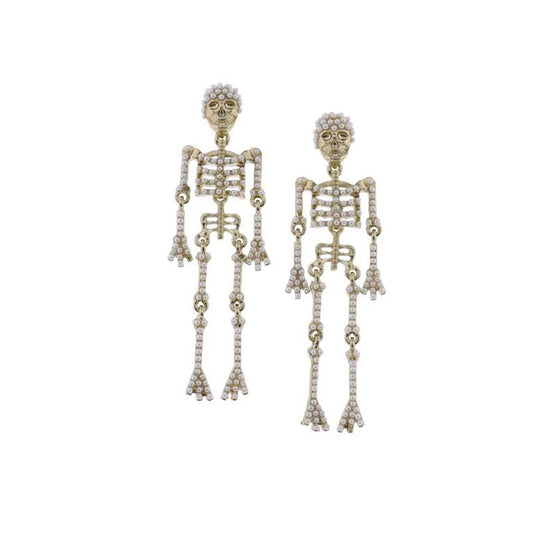 Skeleton w/ Pearls Earrings
