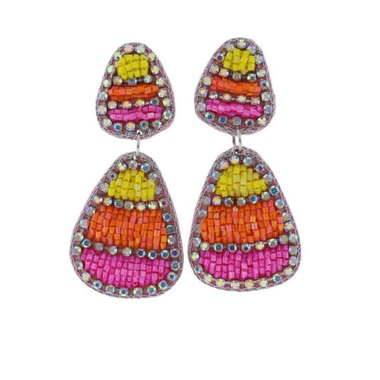 Beaded Candy Corn Earrings