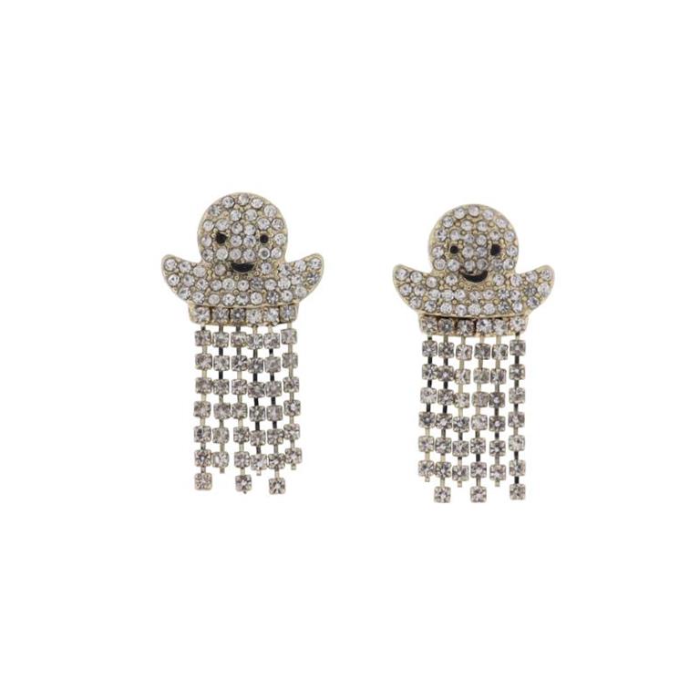 Ghost Earrings- Clear Crystal Fringe