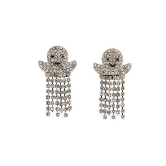 Ghost Earrings- Clear Crystal Fringe