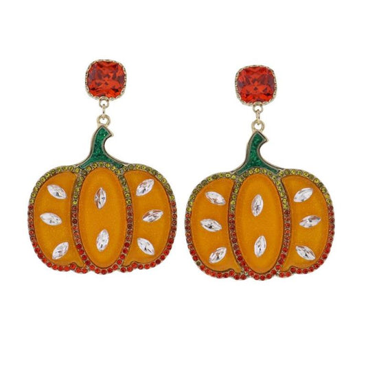 Pumpkin Earrings with Crystal Accents