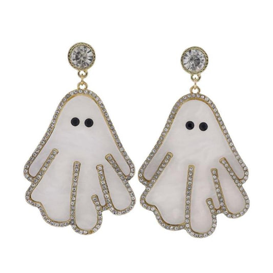 Ghost Earrings- Crystal Border