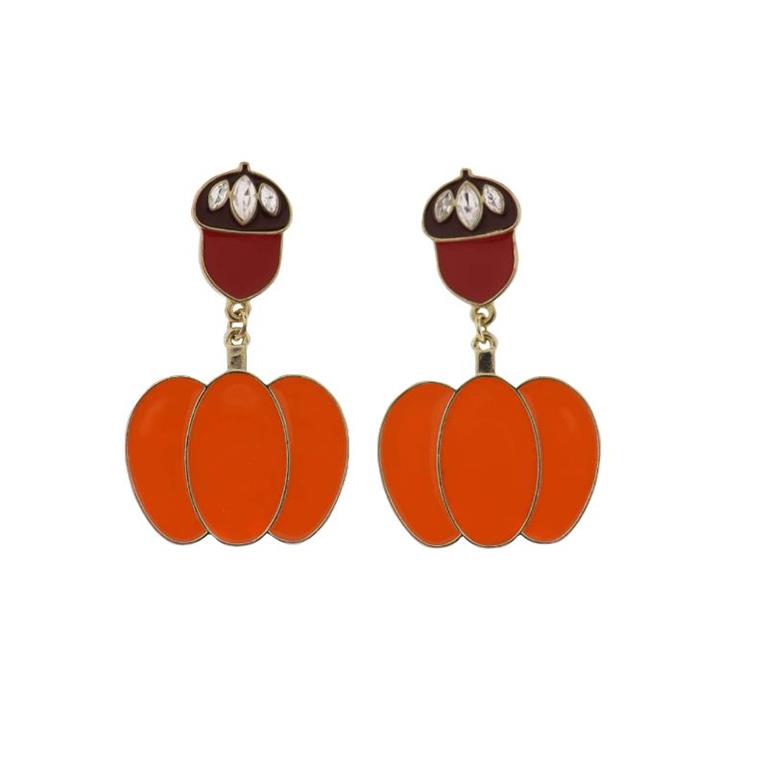 Pumpkin Earrings with Acorns