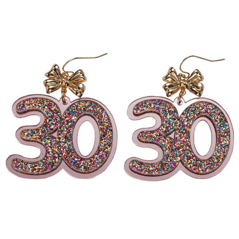 "30" Birthday Earrings w/Bow