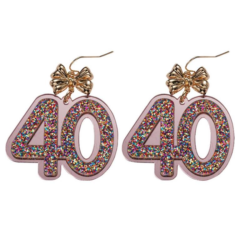 "40" Birthday Earrings w/Bow