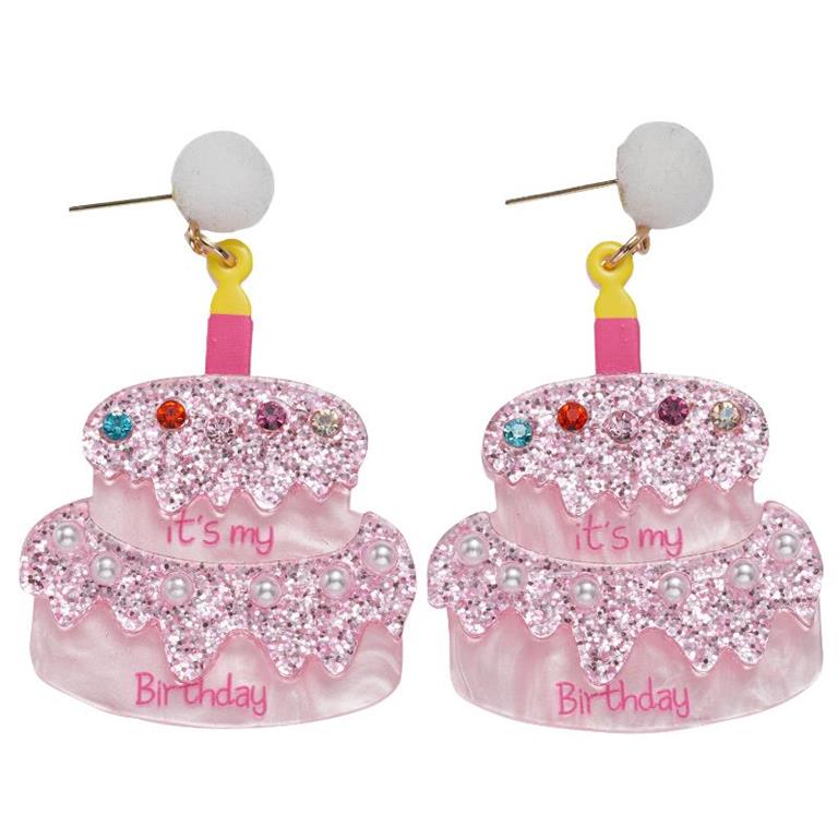"It's My Birthday" Sparkle Cake Earrings