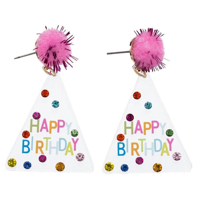 "Happy Birthday" Hat Earrings