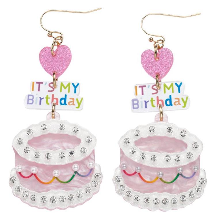 Cake Earrings "Its My Birthday" w/Crystals