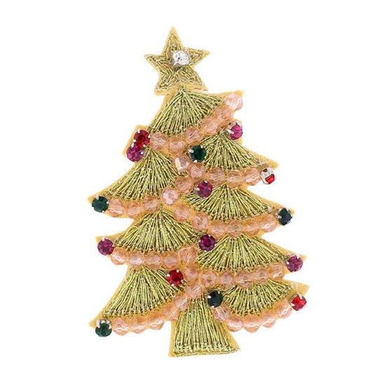Gold & Multi Christmas Tree Brooch