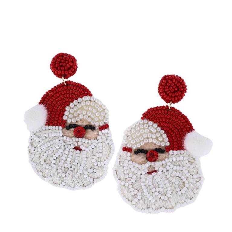 Beaded Santa Earrings
