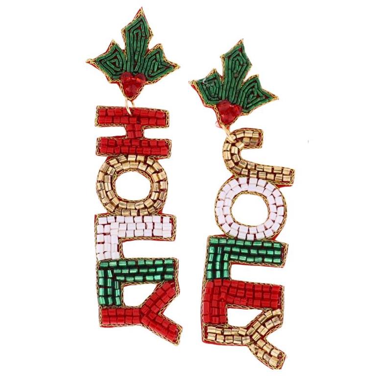 "Holly" & "Jolly" Beaded Earrings