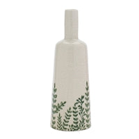 13" Vase w/ Green Fronds