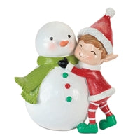 Girl Elf Hugging Snowman