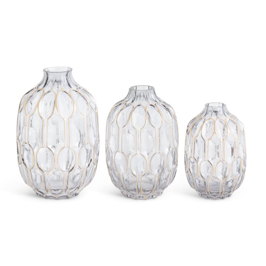 s/3 Smoked Glass Vases
