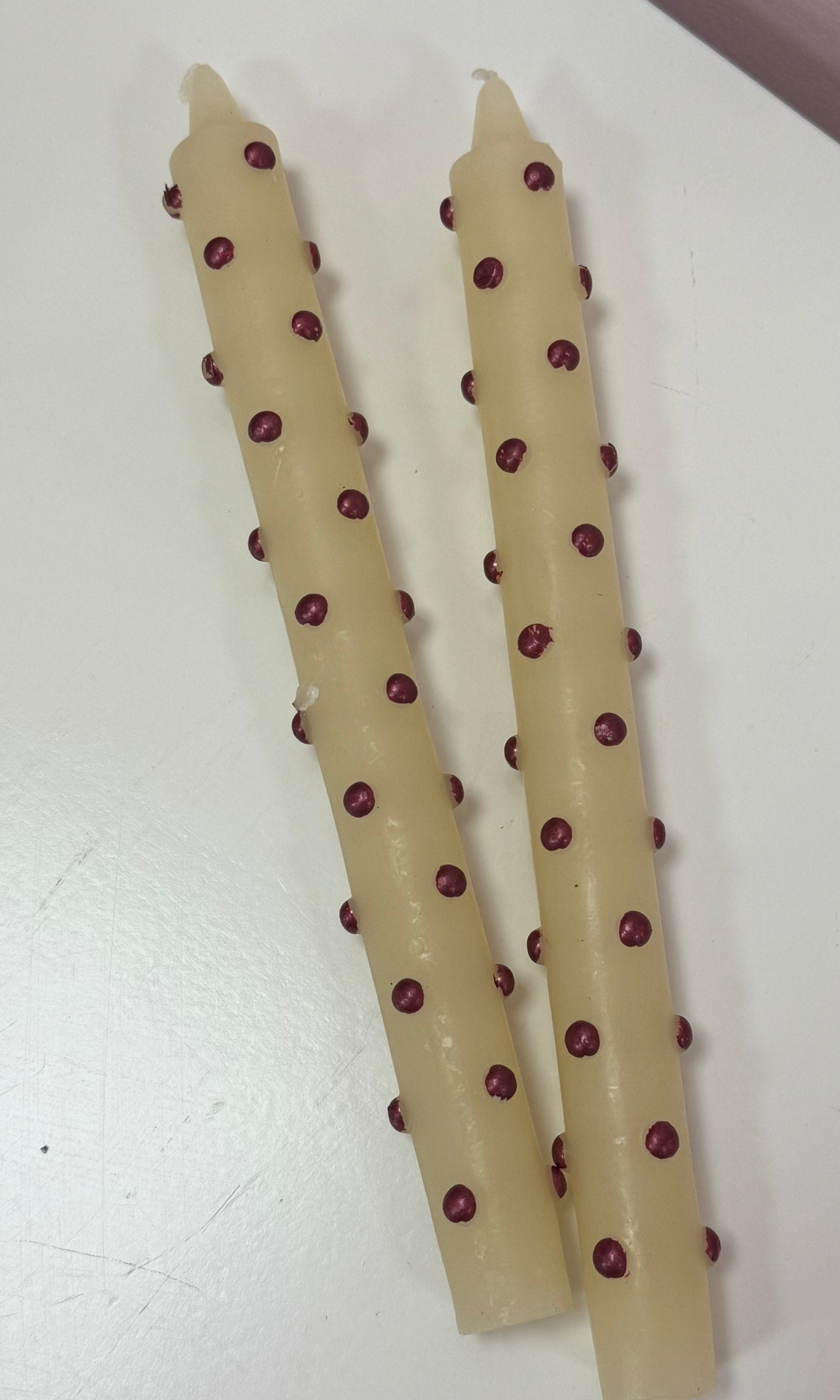Taper Candle with Red Dots