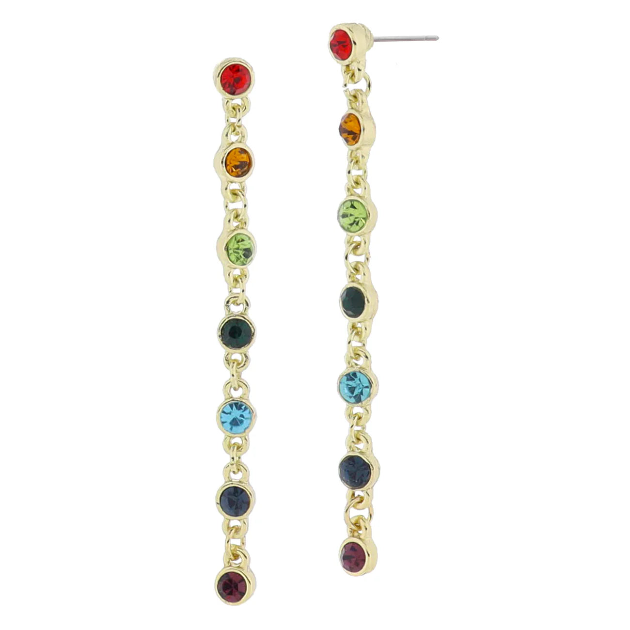 18K Gold Plated Multi Crystal Dangle Earrings