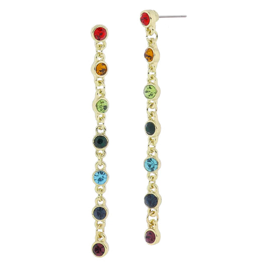18K Gold Plated Multi Crystal Dangle Earrings