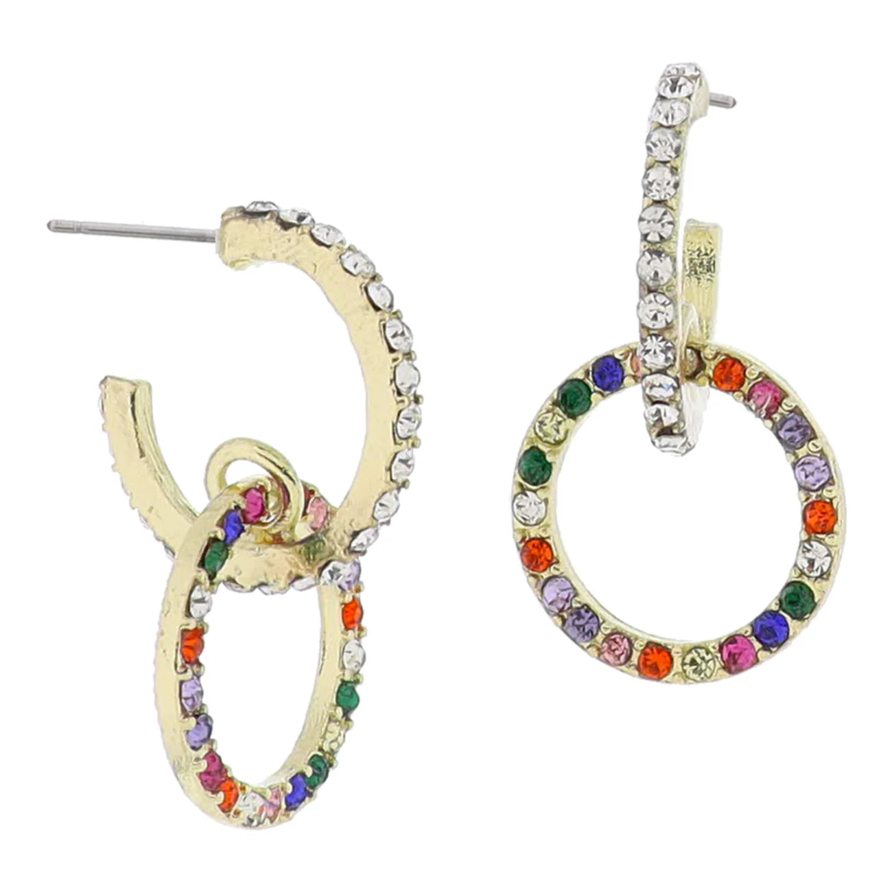 18K Gold Plated Multi Crystal Circle Earrings