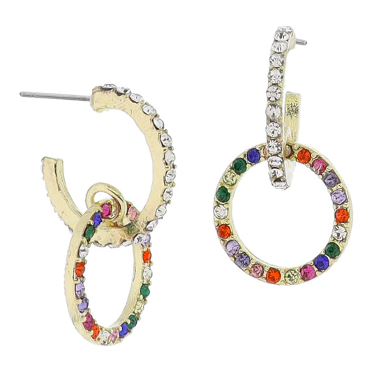 18K Gold Plated Multi Crystal Circle Earrings