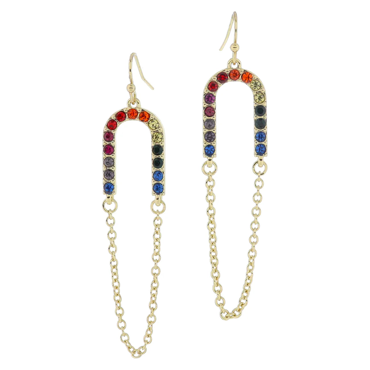 18K Gold Plated Multi Cryastal Loop Earrings