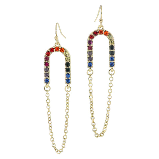 18K Gold Plated Multi Cryastal Loop Earrings