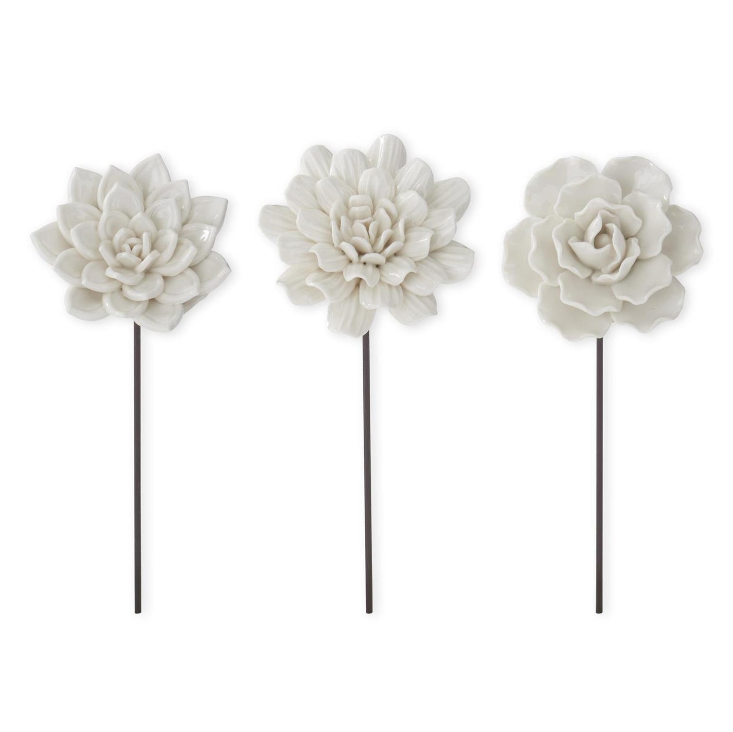 Assorted 9.25 Inch White Resin Flower Pick (choose one style)