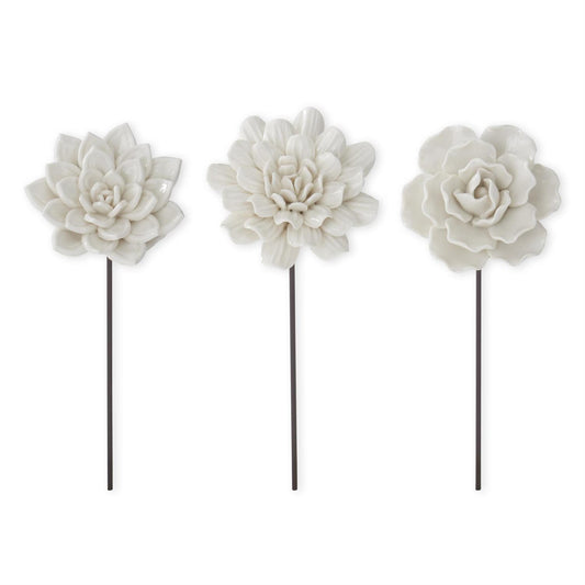 Assorted 9.25 Inch White Resin Flower Pick (choose one style)