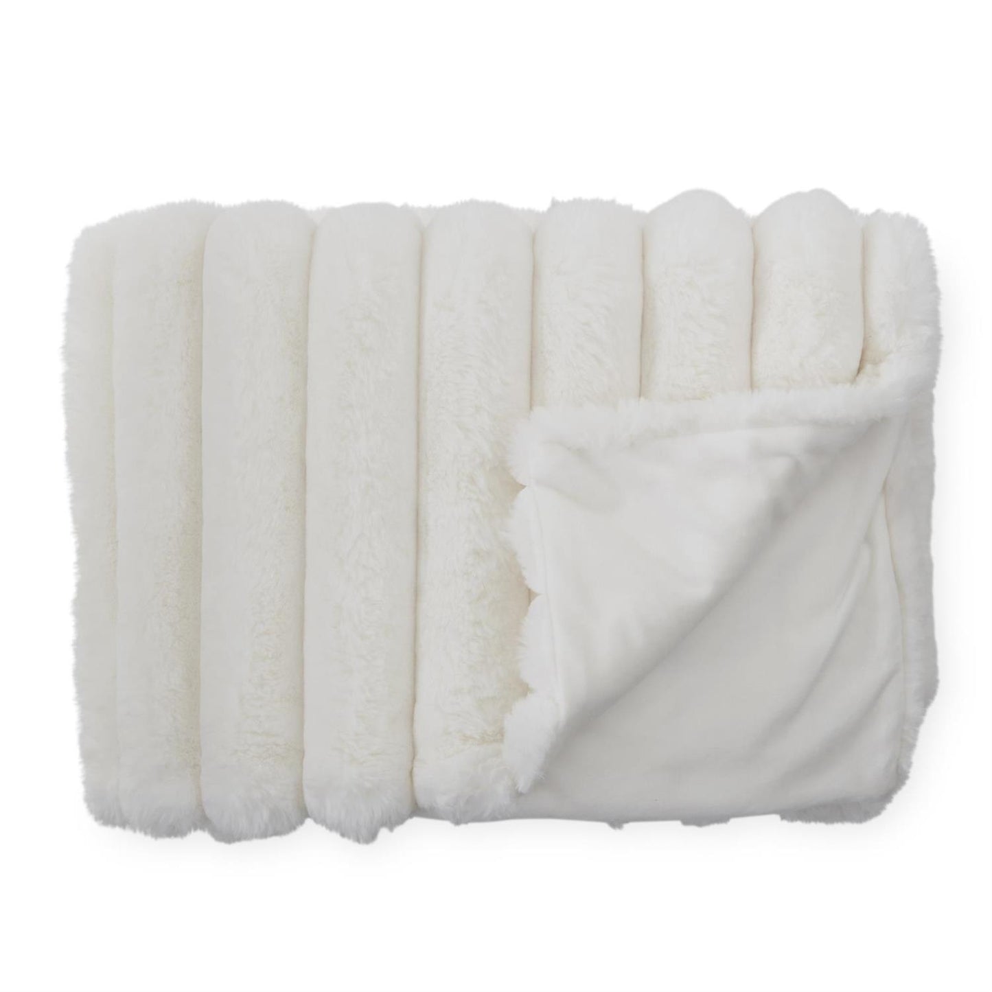 Cream Faux Fur Throw