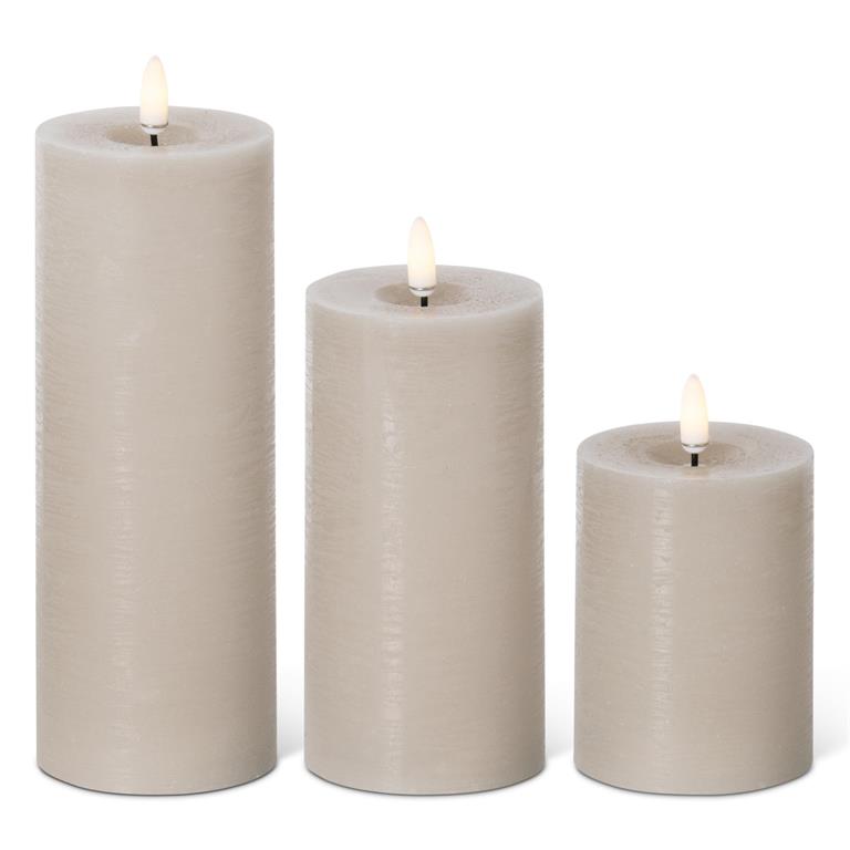 S/3 Taupe Pillar Candles